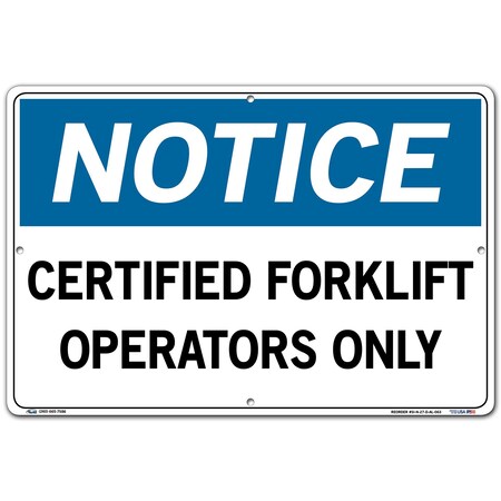 Vestil Aluminum Sign, 12-1/2" H, 18-1/2" W, Aluminum, Rectangle, English, SI-N-27-D-AL-063 SI-N-27-D-AL-063